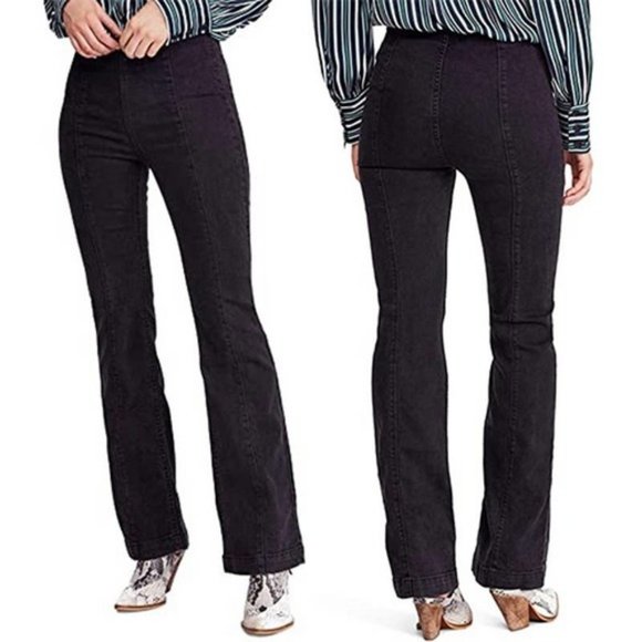 Free People Denim - Free People Women's Denim Dark Wash Flare Pull On Jeans Black Size: 29 NWOT